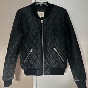 Thread & Supply Women’s Large Black Polyester Faux Leather Jacket Coat